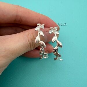 Tiffany & Co olive leaf hoop earrings sterling silver